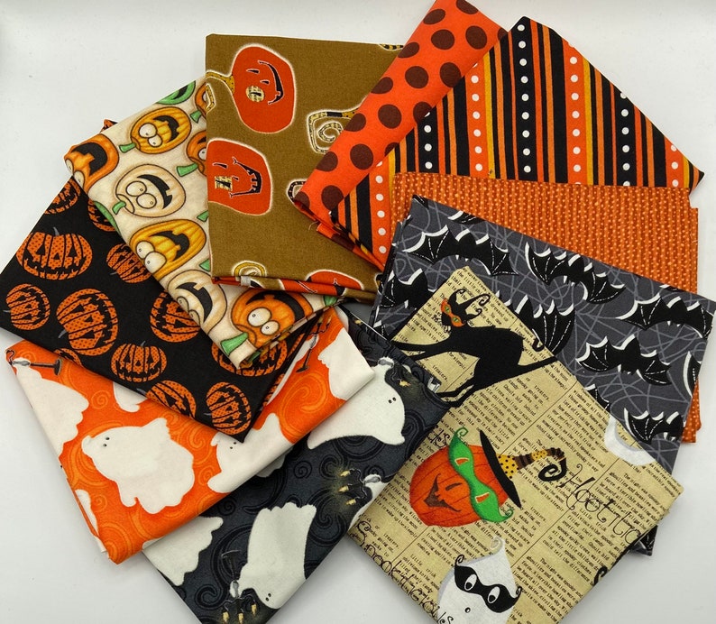 10 Halloween Fat Quarters bundle for sewing quilting crafts Etsy