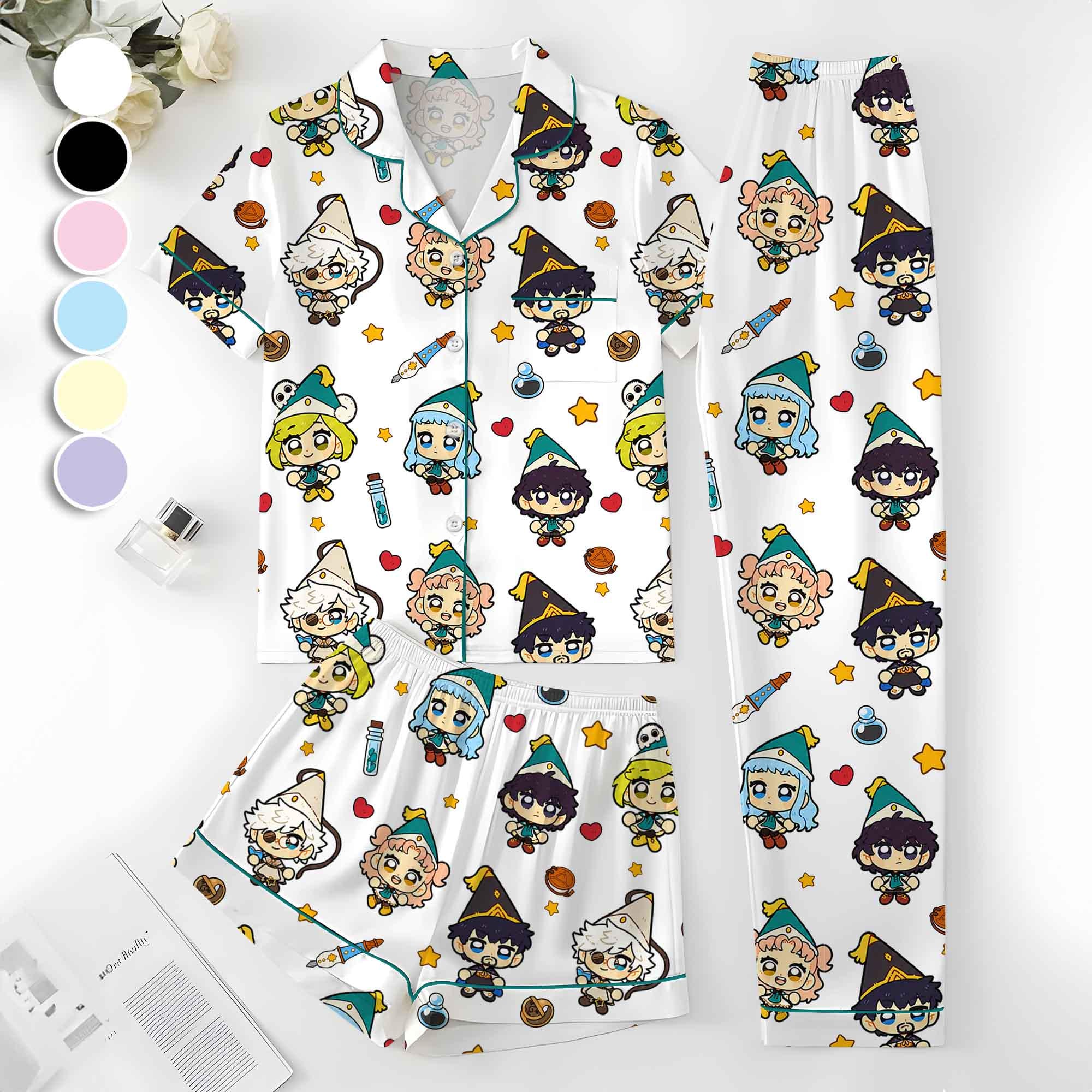 Witch Hat Atelier Satin Pajamas, Anime Inspired Silk Pajama Set, Cozy ...