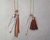 gold necklace. tassel necklace. boho necklace. layering.