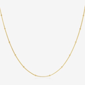 18ct Gold Vermeil Beaded Necklace: Adjustable Sterling Silver Chain