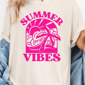 Neon Summer Vibes Comfort Colors Shirt, Oversized Beach Tee Women, Coastal Aesthetic Trendy Shirt, Ocean Vacation Gift, Retro Summer Outfit