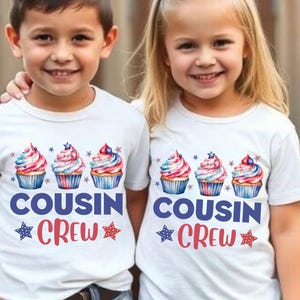 Cousin Crew 4th of July Shirt Kids, Patriotic Cupcake Matching Family Tee, Personalized USA Shirt, Custom July 4th Shirt for Cousins Family