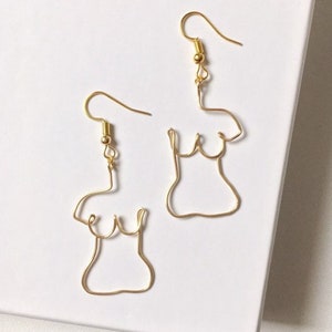 Delicate Wire Abstract Womens Body Torso Earrings Renaissance Woman Bodies Bust Outline Strong Female Power and Beauty image 1