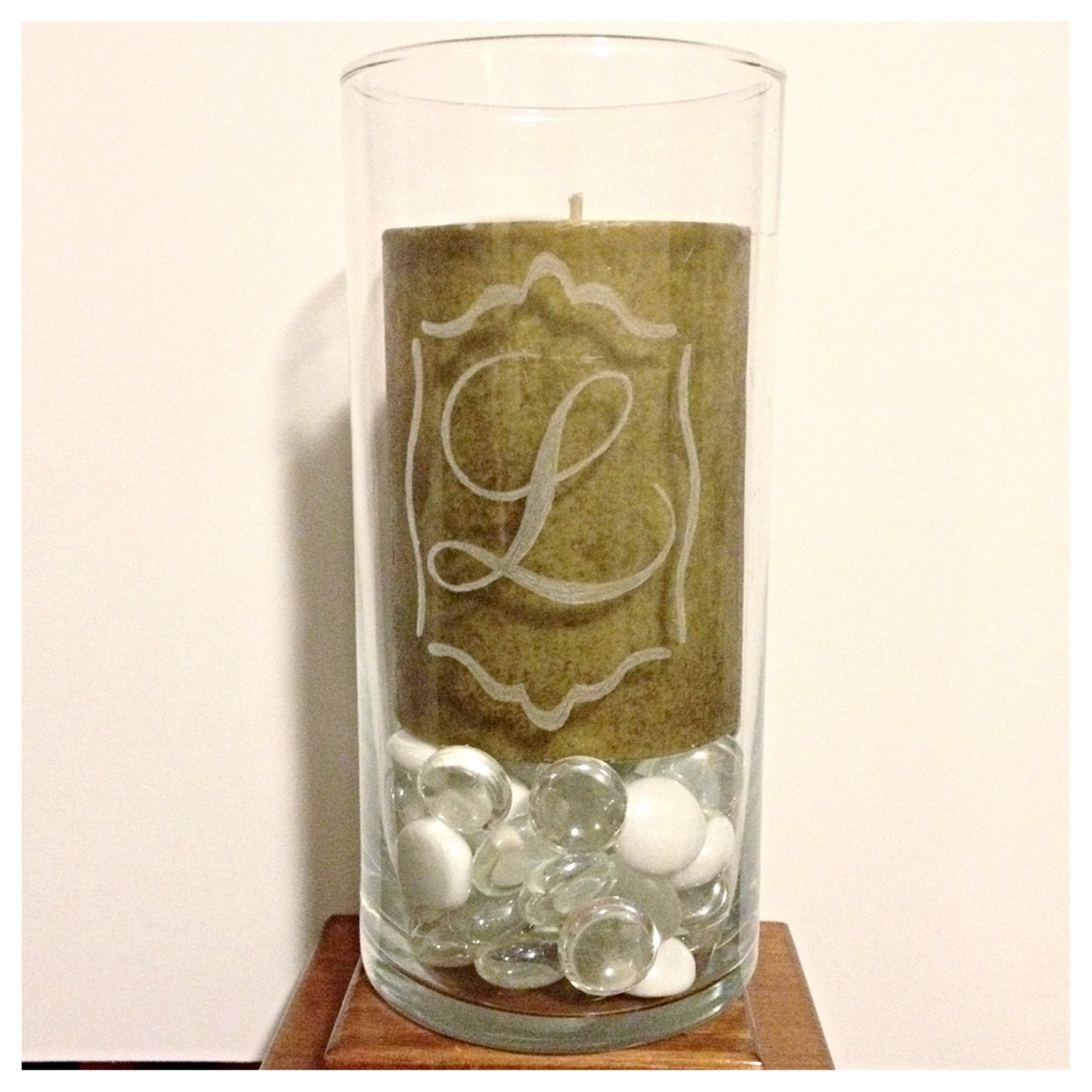 Custom Hand Etched Monogram Glass Initial Vase Etsy