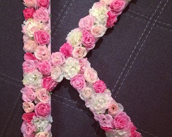 Extra Large Pink Flower Letter or Number Wall Hanging - Girly Floral Letters - Baby Nursery, Shower Gift - Boho Flowery Initial Girl Decor