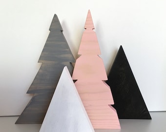 Modern Rustic Wood Christmas Tree Holiday Decor | Minimal and Simple Custom Winter Woodland Mantle Accent