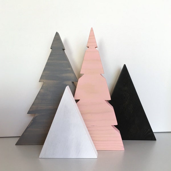 Modern Rustic Wood Christmas Tree Holiday Decor | Minimal and Simple Custom Winter Woodland Mantle Accent