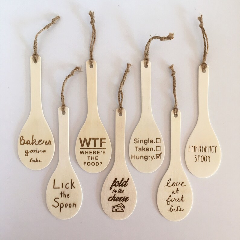 Wood Spoon Ornament With Food Puns and Funny Sayings Laser Etsy