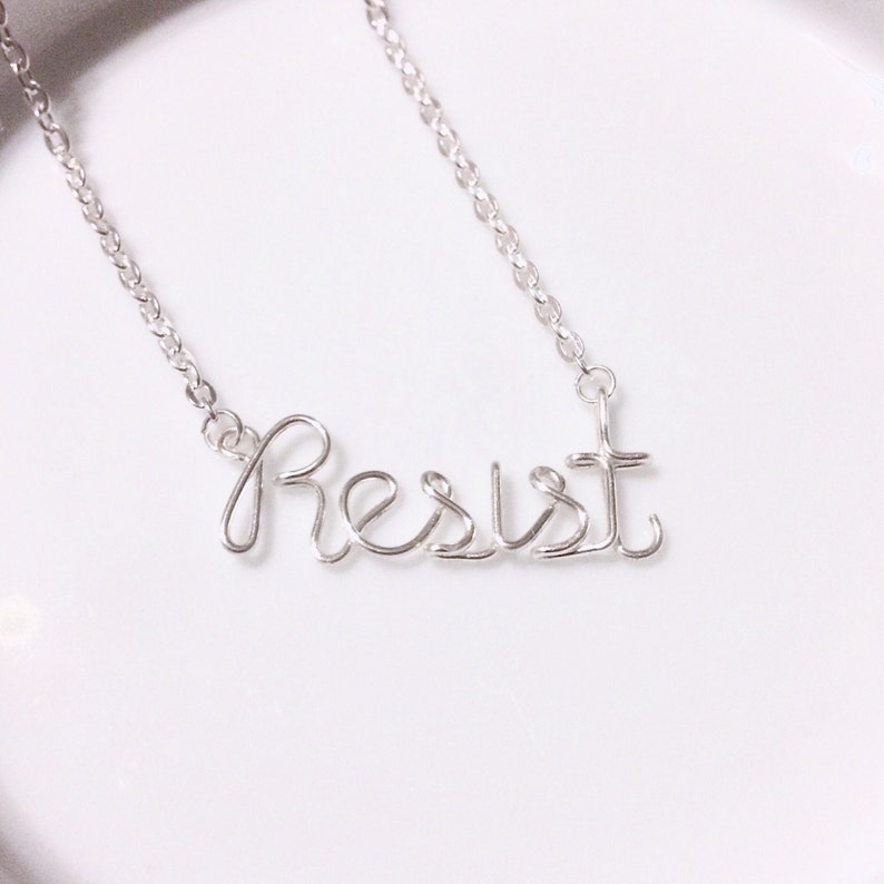 Wire Worked Resist Necklace, Bracelet or Pin for Human Rights Womens Empowerment and Equality image 2