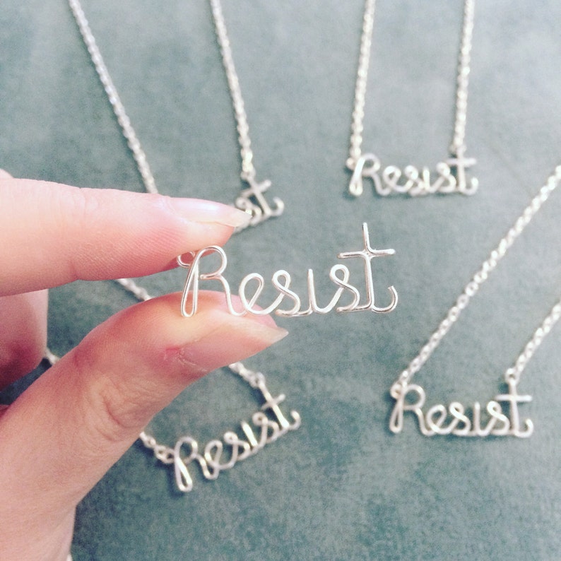 Wire Worked Resist Necklace, Bracelet or Pin for Human Rights Womens Empowerment and Equality image 5