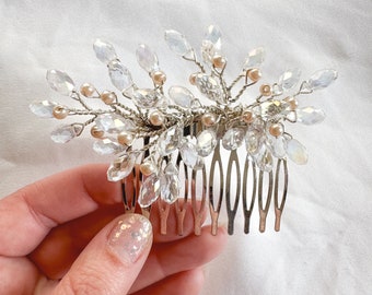 Bridal Hair Piece Bride Pearl Vine Updo Accessories Wedding Hair Accessory Silver Wedding hair piece