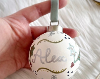 Custom Personalized Name Ornament - Handpainted Handmade Christmas Bauble