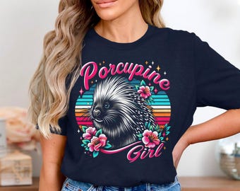 Porcupine Girl Graphic Tee: Buntes Tierliebhaber Unisex Shirt