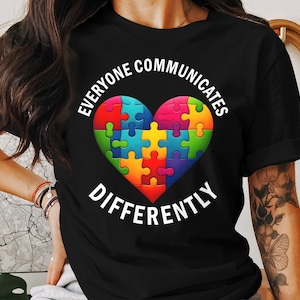 Colorful Puzzle Heart Design Unisex T-Shirt, Unique Heart Puzzle Unisex Sweatshirt, Autism Awareness Shirt, Heart Puzzle Tee