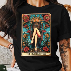 Tarot Card The High Priestess Unisex T-Shirt, Mystical Tarot Card Design Tee, Occult Symbol Shirt, Unique Tarot Gift, Mysticism Fashion