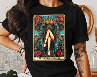 The High Priestess Tarot Card Unisex T-Shirt: Mystical Occult Design