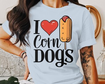 I Heart Corn Dogs-T-shirt: grappig T-shirt met foodie-print
