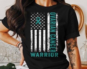 Ovarian Cancer Warrior Shirt: Teal Ribbon Awareness, Survivor Gift