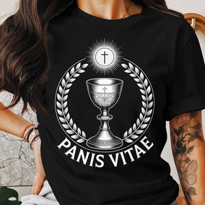 Panis Vitae Eucharist TShirt, Religious Gift, Christian Tee, Catholic Unisex Sweatshirt, Holy Communion, Blessed Sacrament T Shirt