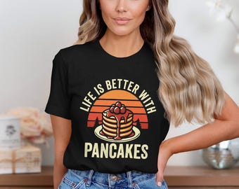 Funny Pancake Graphic Tee: Retro Breakfast Lover Unisex Shirt
