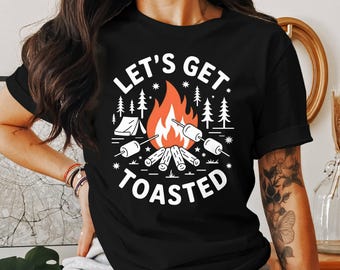 Camiseta de camping "Vamos a tostarnos": divertida camiseta de fogata con malvaviscos