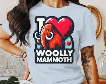 I Love Woolly Mammoth Graphic Tee, Fun Animal Design