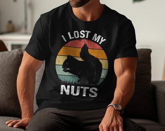Funny Squirrel Humor T-Shirt, Retro Graphic Design, Gift for Men