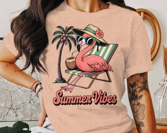 Tropisches Flamingo T-Shirt: Sommer Beach Urlaub Vibes
