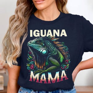 Iguana Mama T-Shirt: Colorful Animal Graphic Tee, Funky Design