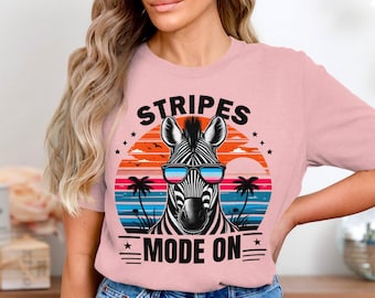Funny Zebra Sunglasses T-Shirt: Summer Beach Animal Graphic Tee