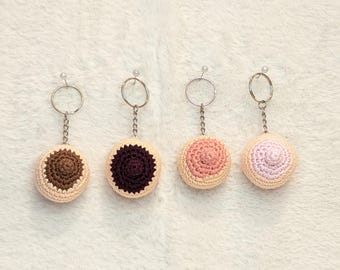 Crochet breast keychain. Gift for a midwife, midwife, doula, or obstetrics student. Breast keychain, female anatomy. Crochet boobie.