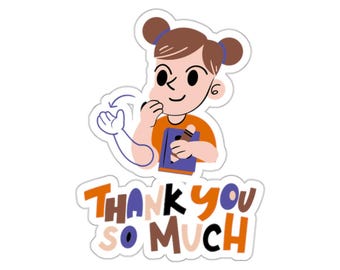 Pegatinas troqueladas de agradecimiento en ASL, regalo para entusiastas del lenguaje de señas, regalo para estudiantes y profesores de ASL, lenguaje para sordos, regalo de ASL para ella, lenguaje de señas