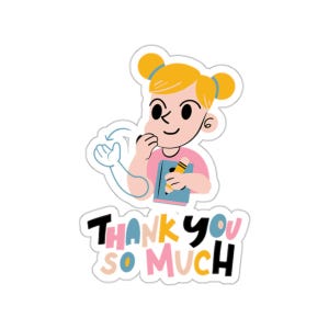 ASL Thank You Kiss-Cut Stickers, Sign Language Enthusiast Gift, Deaf Language, Asl Student Teacher Gift, ASL Gift for Her, Signed Language