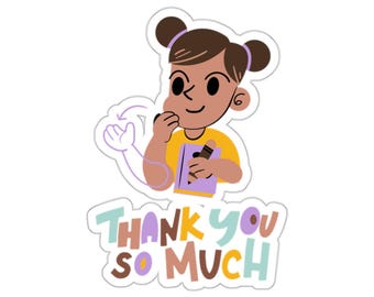 Pegatinas troqueladas de agradecimiento en ASL, regalo para entusiastas del lenguaje de señas, regalo para estudiantes y profesores de ASL, lenguaje para sordos, regalo en ASL para ella, lenguaje de señas