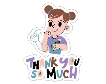 Pegatinas troqueladas de agradecimiento en ASL, regalo para entusiastas del lenguaje de señas, estudiante de ASL para profesores, regalo de ASL para ella, lenguaje de señas