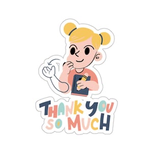 ASL Thank You Kiss-Cut Sticker, Sign Language Enthusiast Gift, Asl Student Teacher Gift, Deaf Language, ASL Gift for Her, Signed Language