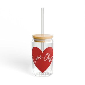 Valentines Sipper Glass, 16oz, Love Club Glass, Coffee Tumbler