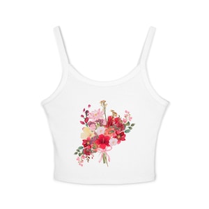 Women&#39;s Spaghetti Strap Tank Top, Floral Tank Top, Women&#39;s Tank Top, Y2K, Cute Top, Summer Tank