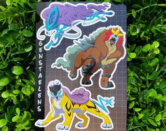 Legendary Beasts Suicune Entei Raikou Sticker Sheet