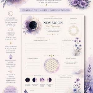 New Moon Reflection Journal | Intention Setting Worksheet