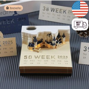 Lampada di design magica 3D 2025 del castello di Hogwarts, carta perfetta, cancelleria, regalo originale, decorazione per la casa, calendario, blocco note, blocco note di Harry Potter