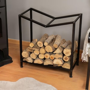 Metal Large Hopper Firewood Rack, Fireplace Wood Storage