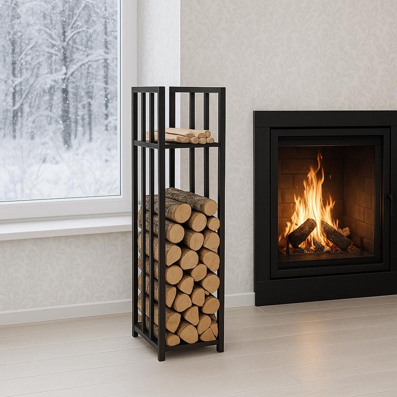 Burning Log Rack Log Firewood Holder, Indoor Firewood Rack - Etsy