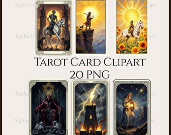Major Arcana Tarot Clipart, Hand-Painted Dark Fantasy PNG (Digital Download)