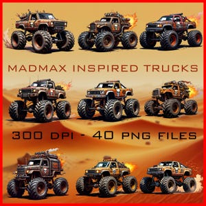 Pacote de clipart de caminhão monstro PNG, clipart de veículo off-road, clipart de caminhão, caminhão off-road PNG, gráficos de caminhão monstro, download digital