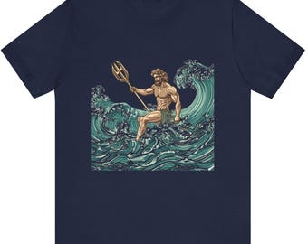 Mythology Graphic Tee Greek God Shirt Poseidon T-shirt Olympian Graphic Tee Poseidon Trident Retro Tee Gift for Him Shirt Greek God Poseidon