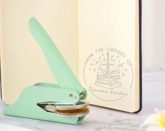 Gepersonaliseerde boekembosser: aangepaste bibliotheekstempel, cadeau boekenliefhebber