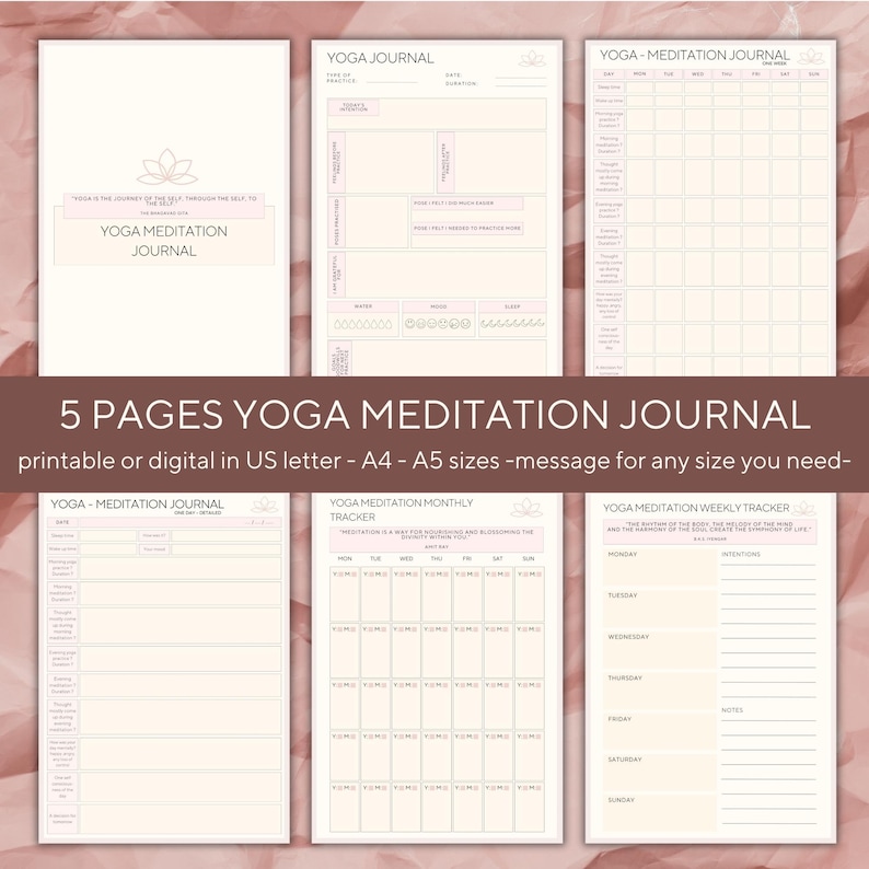 Yoga Meditation Deepening Journal: Weekly Reflection, Tracker (digital ...