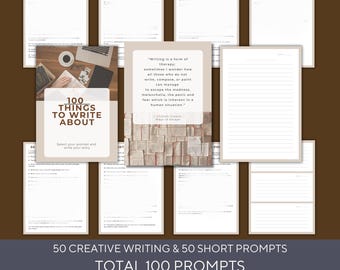 100 Creative Writing Prompts , Journal Prompts , Printable (Digital download)