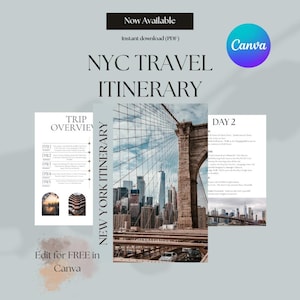 Redigerbar 5-dagarsmall för NYC-resplan | Reseguide för New York City i PDF-format | Utskrivbar reseplanerare med 25 sidor
